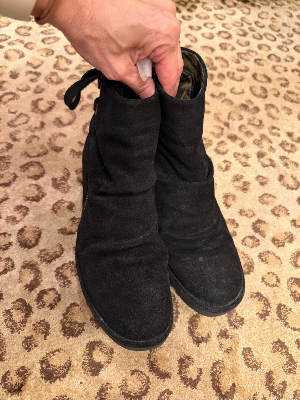 Fly London Yama Black Suede Wedge Ankle Boots Size 39 US 8/8.5